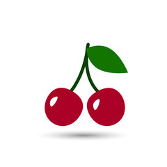 Wall Mural - Cherry color icon, vector simple fruit symbol isolated on white.