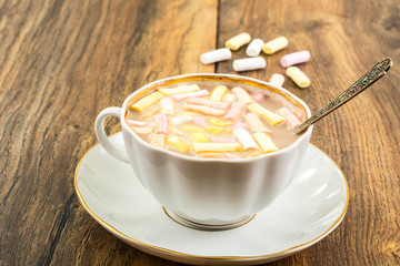 Sticker - Coffee with milk and marshmallow in white cup