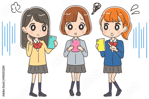 困っている女子高生のイラスト 全身 Stock Vector Adobe Stock