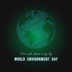 Wall Mural - world environment day, earth globe on green background