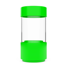 Poster - Green Empty Glass Shop Showcase Cylinder. 3d Rendering