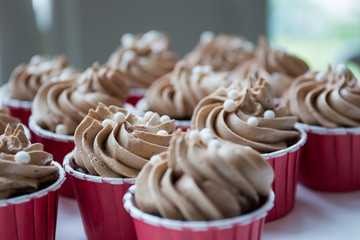 Chocolate mousse in cup 