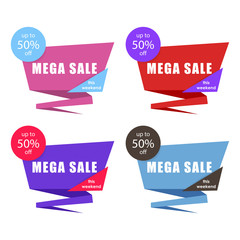 Sale label price tag banner badge template sticker design. Vector illustration.