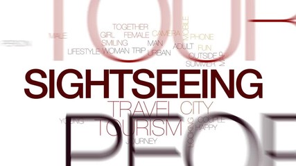 Poster - Sightseeing animated word cloud, text design animation. Kinetic typography.