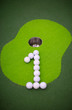 Golf Balls Forming a Number One. Portrait