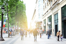 Blur Background Of Tourist Walking On Champs-Élysées In Paris,France