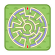 Abstract three-dimensional circle shaped maze game template, top view, ready for use. Or add legend text and cartoon characters, if needed.
