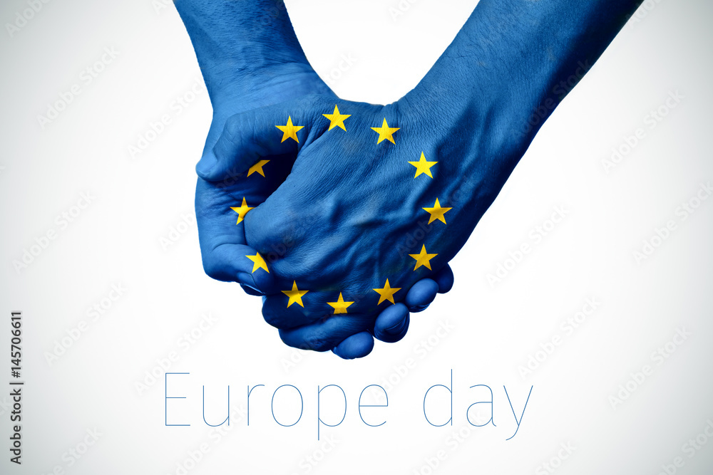 Obraz na płótnie european flag and text europe day w salonie