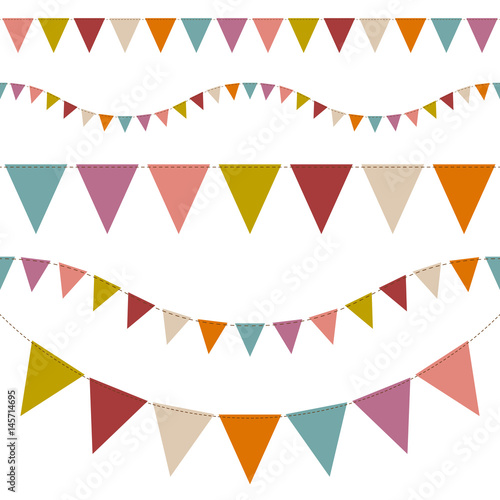 Fotografia Set Of 5 Seamless Buntings Retro Colour