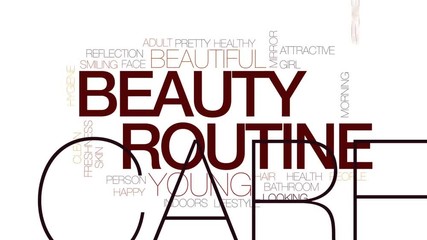 Poster - Beauty routine animated word cloud, text design animation. Kinetic typography.