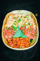 Canvas Print - Salmon and tuna tartar