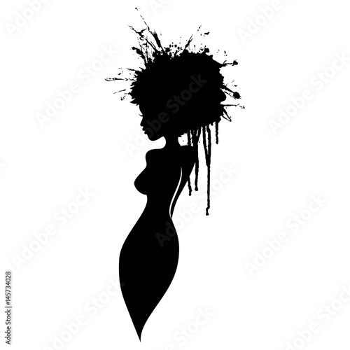 Download Beautiful lady body profile silhouette. Vector beauty and hair salon, fashion store or spa logo ...