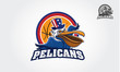 © LintangDesign - Pelican cartoon character logo could be a basket team logo, or basket tournament logo. Vector logo illustration.