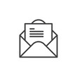 © alekseyvanin - Open envelope with letter line icon, outline vector sign, linear style pictogram isolated on white. Message symbol, logo illustration. Editable stroke. Pixel perfect