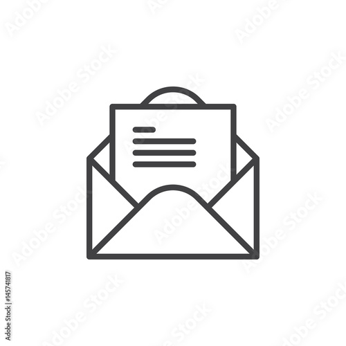 Open Envelope With Letter Line Icon Outline Vector Sign Linear