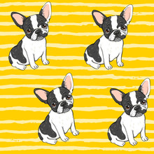 Seamless Vector Background Pattern With Funny French Dog
