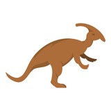 Fototapeta Dinusie - Brown parazavrolofus dinosaur icon isolated
