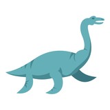 Fototapeta Dinusie - Blue elasmosaurine dinosaur icon isolated