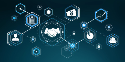 Canvas Print - 3d rendering partnership illustration interface