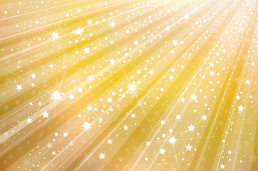 Wall Mural - vector golden background with rays and stars.