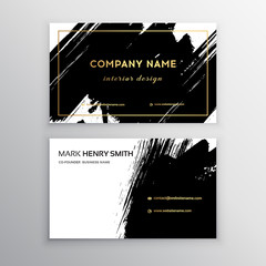 Set of Black and Gold Design Business card. Abstract Modern Backgrounds.Brush stroke