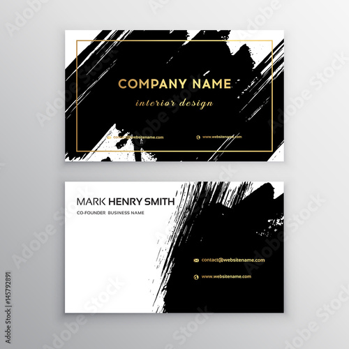 Set Of Black And Gold Design Business Card Abstract Modern
