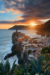 Wall Mural - Vernazza sunset in Cinque Terre