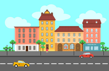 Sticker - Colorful Spring City Landscape Template