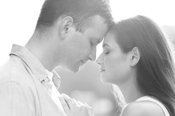 Canvas Print - Beautiful young couple in park