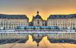 Place de la Bourse reflecting from the water mirror in Bordeaux, France