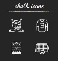 Canvas Print - Hockey chalk icons set