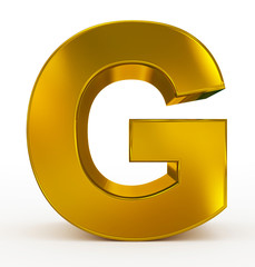 Fototapete - letter G 3d golden isolated on white