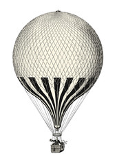 retro transportation and travel engraving / drawing: vintage hot air balloon - vector design element