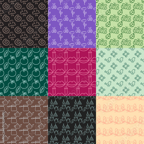 Cartoon doodles hand drawn style seamless pattern summer design wallpaper vec...