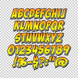 Fototapeta  - Comic alphabet set. Letters, numbers and figures for kids' illustrations websites comics banners.