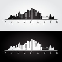 Vancouver Skyline And Landmarks Silhouette