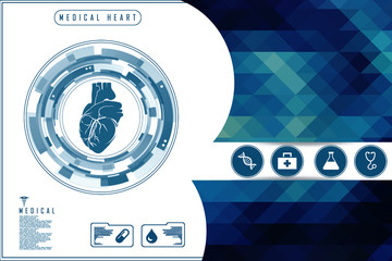 Poster - 2d illustration  Anatomy of Human Heart 