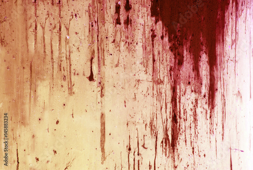 Fotografía Halloween background. Blood on metal wall background