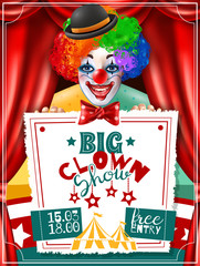 Wall Mural - Circus Clown Show Invitation Advertisement Poster