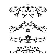 Wall Mural - Collection of vector dividers calligraphic style vintage border frame design decorative illustration.