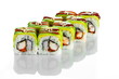 Sushi roll with avocado and eel isolated on white 