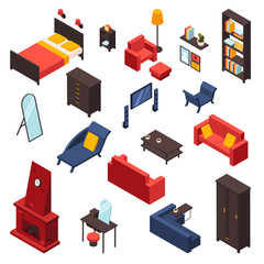 Sticker - Living Room Furniture Icons Set