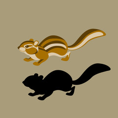 Wall Mural - chipmunk style vector illustration Flat silhouette