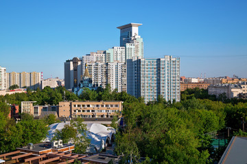 Wall Mural - The Sokolniki district, as seen from the Ferris wheel. Moscow, Russia