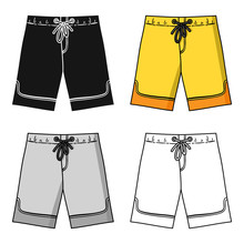 Swimming Trunks Icon In Cartoon Style Isolated On White Background. Surfing Symbol Stock Vector Illustration.