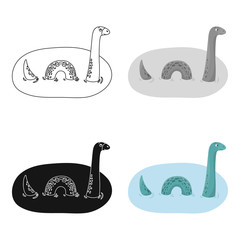 Wall Mural - Loch Ness monster icon in cartoon style isolated on white background. Scotland country symbol stock vector illustration.