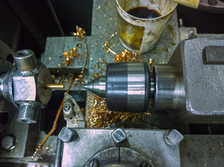 old manual lathe closeup