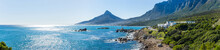 Panoramic View Of The Camps Bay, Lion`s Head Peak And Twelve Apostles Mountain Chain In Cape Town, South Africa