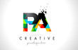 PA P A Letter Logo with Colorful Triangles Texture Design Vector.