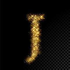 Wall Mural - Gold glittering letter J on black background